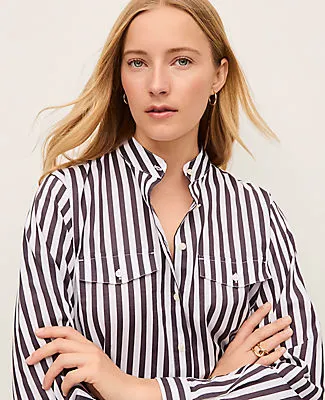 Ann Taylor Striped Oversized Pocket Shirt sold by Ann Taylor product image thumbnail 3