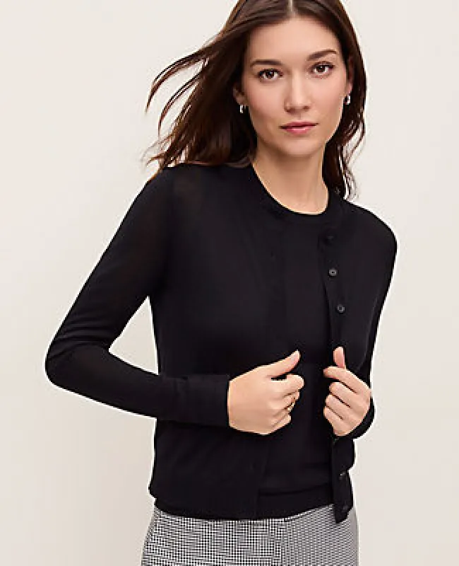 Ann Taylor Pointelle Trim Cardigan sold by Ann Taylor