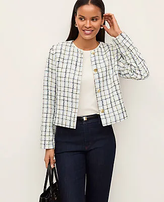 Ann Taylor The Petite Crew Neck Jacket in Plaid sold by Ann Taylor
