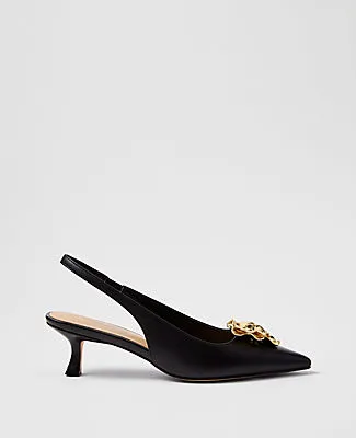 Ann Taylor Flower Leather Slingback Pump sold by Ann Taylor