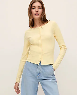 Ann Taylor Petite Weekend Collection Lace Trim Pointelle Cardigan sold by Ann Taylor product image thumbnail 3