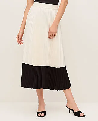 Ann Taylor Colorblock Pleated Midi Skirt sold by Ann Taylor product image thumbnail 2