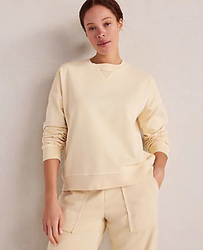 Ann Taylor Haven Well Within Garment-Dyed Organic Cotton Terry Crewneck made by Ann Taylor