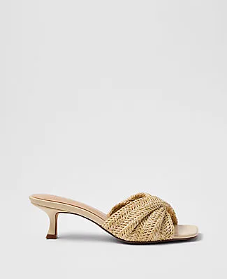 Ann Taylor Straw Kitten Heel Mule Sandal sold by Ann Taylor product image thumbnail 2