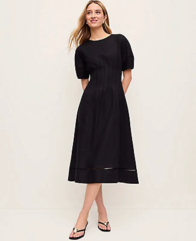 Ann Taylor Pintuck Linen Blend Midi Dress sold by Ann Taylor