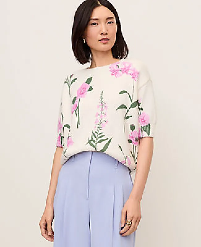 Ann Taylor Petite Floral Printed Sweater Tee made by Ann Taylor