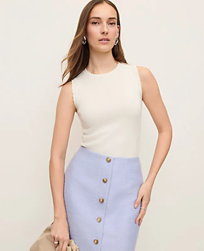 Ann Taylor Scallopped Trim Sweater Shell Top made by Ann Taylor