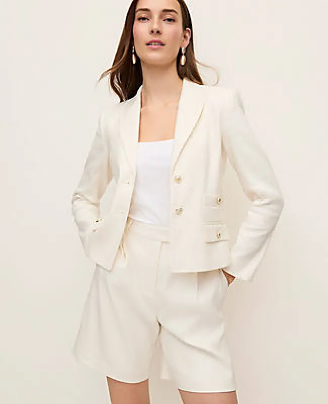 Ann Taylor The Petite Peplum Back Blazer in Linen Blend made by Ann Taylor