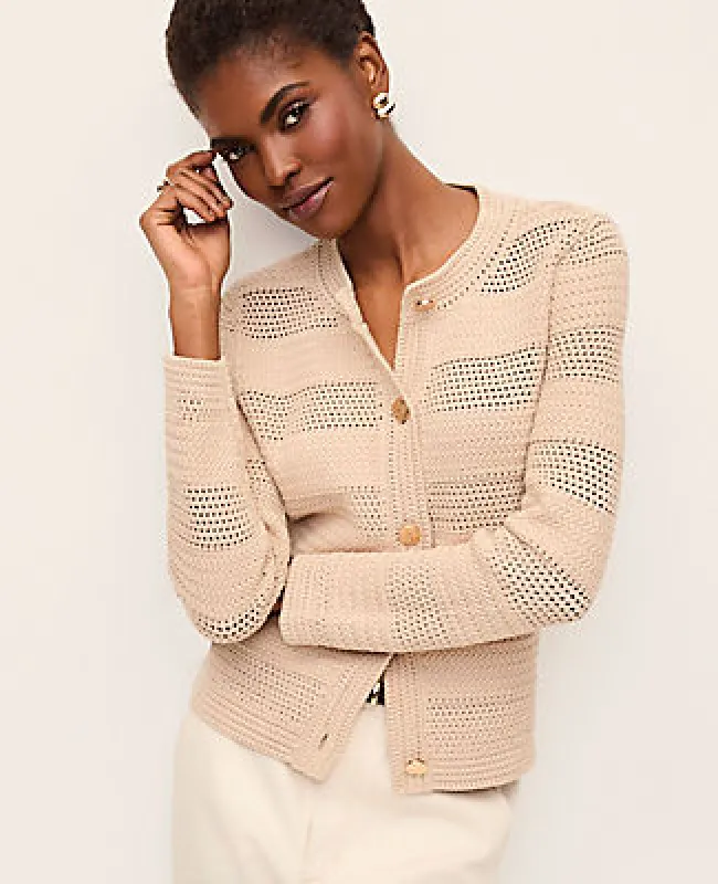 Ann Taylor Petite Mixed Stitch Sweater Jacket made by Ann Taylor