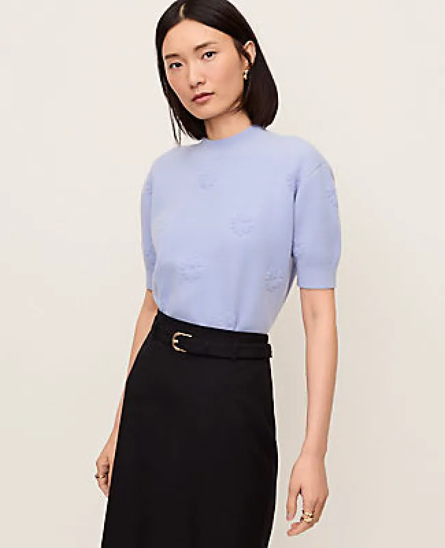 Ann Taylor Petite Daisy Appliqué Sweater Tee made by Ann Taylor