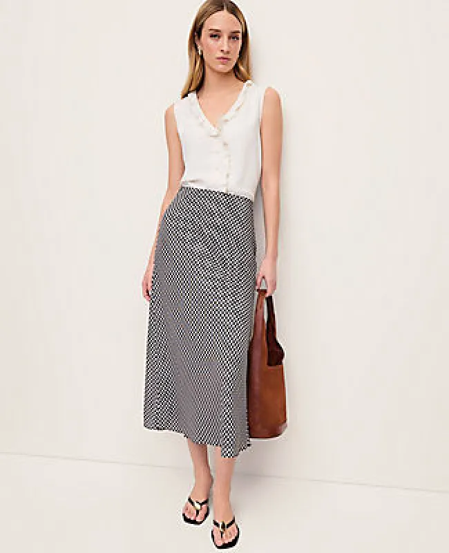 Ann Taylor Gingham Bias Midi Slip Skirt made by Ann Taylor