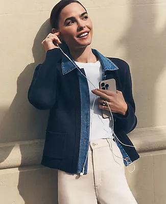 Ann Taylor Weekend Denim Sweater Jacket sold by Ann Taylor product image thumbnail 4