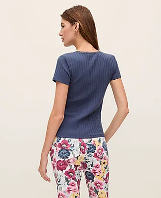 Ann Taylor Weekend Lace Trim Pointelle Tee sold by Ann Taylor product image thumbnail 2