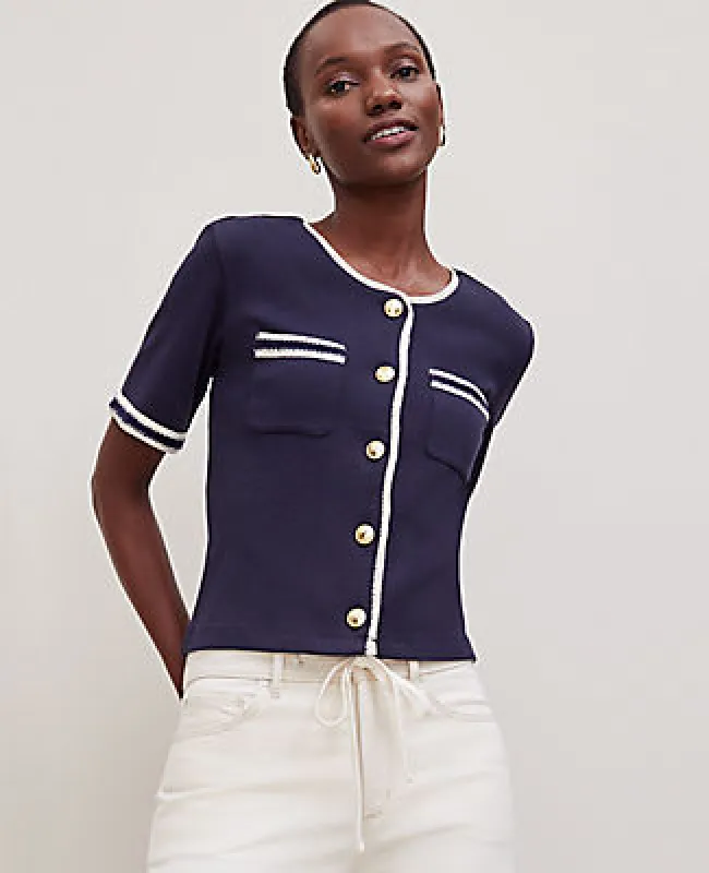 Ann Taylor Crochet Trim Knit Jacket made by Ann Taylor