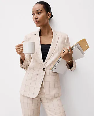 Ann Taylor The Petite Hutton Blazer in Windowpane sold by Ann Taylor product image thumbnail 4