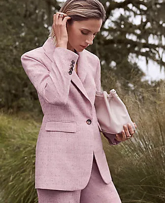 Ann Taylor The Petite Long One Button Blazer in Tweed sold by Ann Taylor product image thumbnail 3