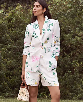 Ann Taylor The Petite Long One Button Blazer in Floral Linen Blend sold by Ann Taylor product image thumbnail 3