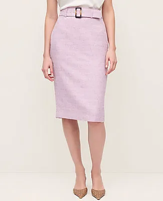 Ann Taylor Petite Tweed Belted Pencil Skirt sold by Ann Taylor product image thumbnail 2