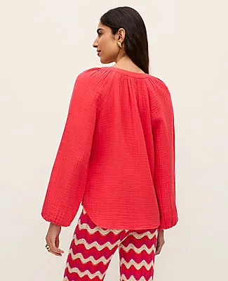 Ann Taylor Cotton Gauze Split Neck Blouse sold by Ann Taylor product image thumbnail 2