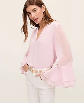 Ann Taylor Petite Weekend Ruffle Sleeve Blouse sold by Ann Taylor