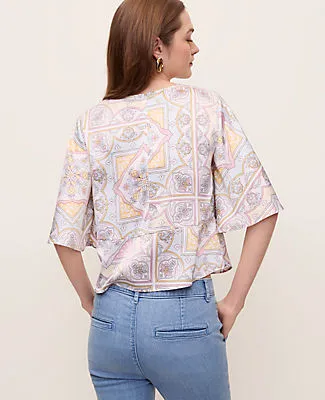 Ann Taylor Petite Tile Print Tie Waist Blouse sold by Ann Taylor product image thumbnail 2