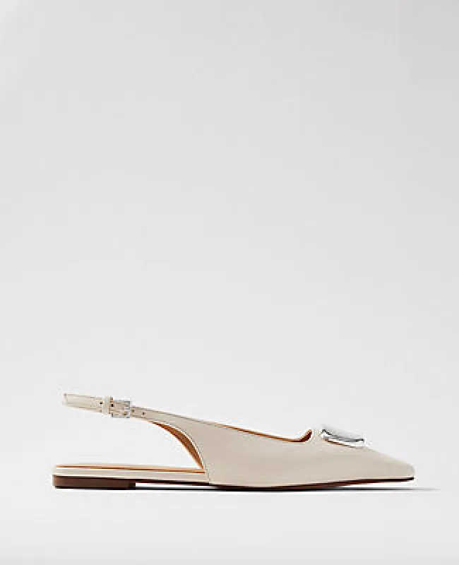 Ann Taylor Weekend Hardware Embellished Leather Slingback Flat made by Ann Taylor