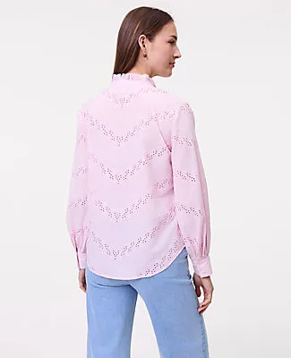 Ann Taylor Petite Weekend Eyelet Ruffle Collar Shirt sold by Ann Taylor product image thumbnail 2