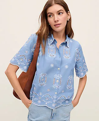 Ann Taylor Weekend Eyelet Blouse sold by Ann Taylor product image thumbnail 3