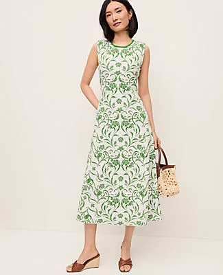 Ann Taylor Petite Floral Jacquard Sweater Dress sold by Ann Taylor product image thumbnail 3