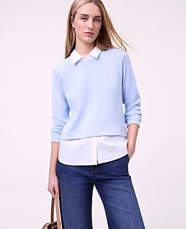 Ann Taylor Weekend Layered Mix Media Top made by Ann Taylor