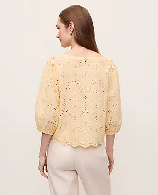 Ann Taylor Eyelet Boatneck Blouse sold by Ann Taylor product image thumbnail 2