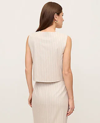 Ann Taylor The Crop Crew Neck Vest in Pinstripe sold by Ann Taylor product image thumbnail 2