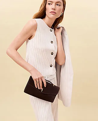 Ann Taylor The Crop Crew Neck Vest in Pinstripe sold by Ann Taylor product image thumbnail 4