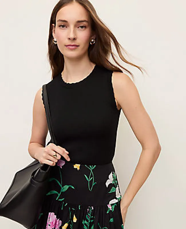 Ann Taylor Scallopped Trim Sweater Shell Top made by Ann Taylor