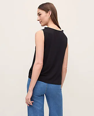 Ann Taylor Petite Mixed Media V-neck Ruffle Shell Top sold by Ann Taylor product image thumbnail 2