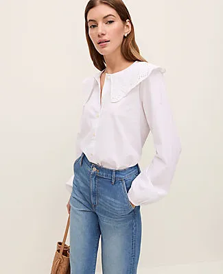 Ann Taylor Weekend Eyelet Collared Blouse sold by Ann Taylor