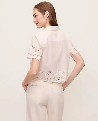 Ann Taylor Eyelet Button Down Shirt sold by Ann Taylor product image thumbnail 2