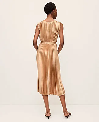 Ann Taylor Petite Pleated Satin Midi Dress sold by Ann Taylor product image thumbnail 2