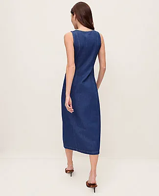 Ann Taylor Petite Denim Flare Midi Dress sold by Ann Taylor product image thumbnail 2