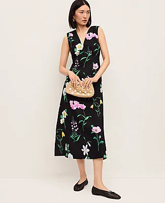Ann Taylor Petite Floral Linen Blend Midi Dress sold by Ann Taylor