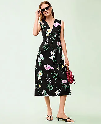 Ann Taylor Petite Floral Linen Blend Midi Dress sold by Ann Taylor product image thumbnail 4