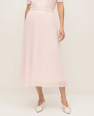 Ann Taylor Petite Chiffon Pleated Midi Skirt sold by Ann Taylor product image thumbnail 2