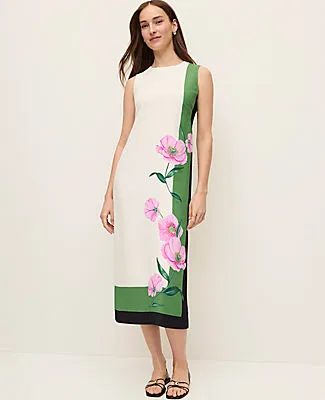 Ann Taylor Petite Floral Crew Neck Midi Dress sold by Ann Taylor product image thumbnail 3