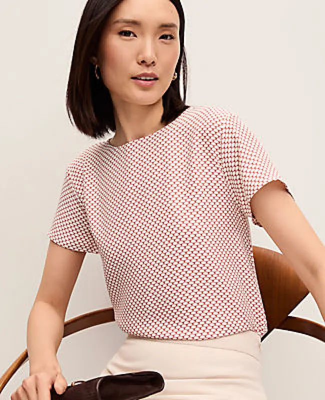 Ann Taylor Geo Mixed Media Crew Neck Tee sold by Ann Taylor