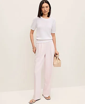 Ann Taylor The Petite Side Zip Wide-Leg Pant in Textured Crepe sold by Ann Taylor product image thumbnail 4