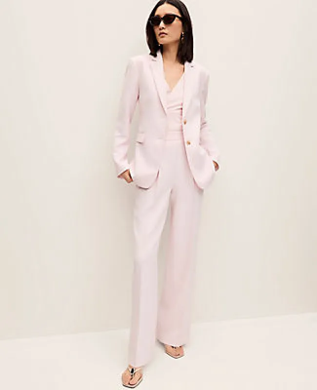 Ann Taylor The Petite Side Zip Wide-Leg Pant in Textured Crepe made by Ann Taylor