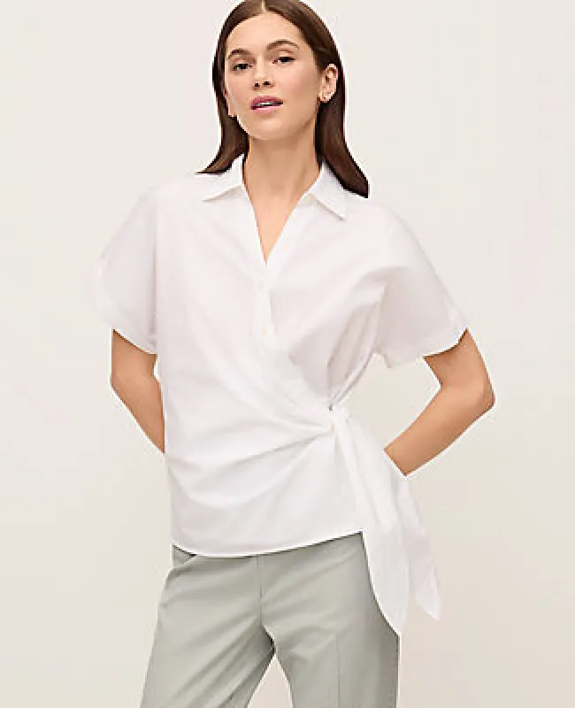 Ann Taylor Collared Tie Waist Top made by Ann Taylor