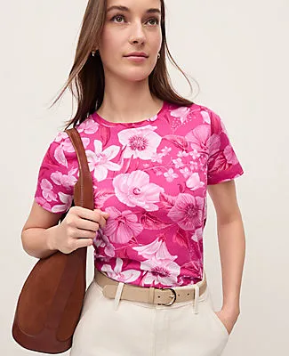 Ann Taylor Petite Floral Crew Neck Tee sold by Ann Taylor