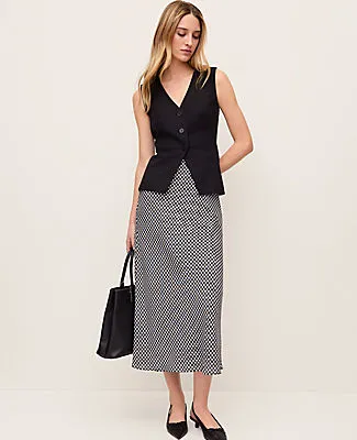 Ann Taylor Petite Gingham Bias Midi Slip Skirt sold by Ann Taylor product image thumbnail 4