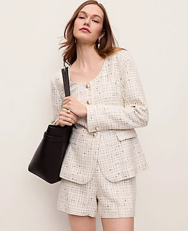 Ann Taylor The Petite Scoop Neck Jacket in Tweed made by Ann Taylor